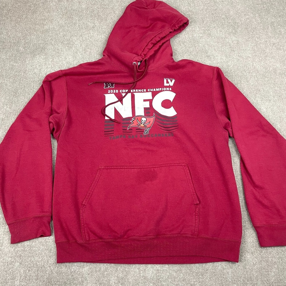 2020 NFC Champions Tampa Bay Buccaneers Hoodie Port & Company Mens Large Maroon